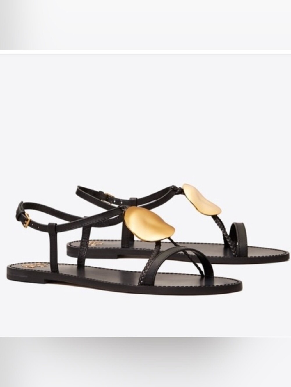 Tory Burch Patos Multi Strap Sandals Black Gold Size 8.5